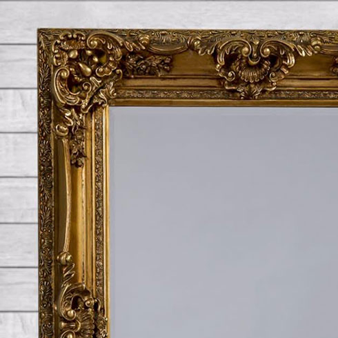 gold rectangular baroque style mirror