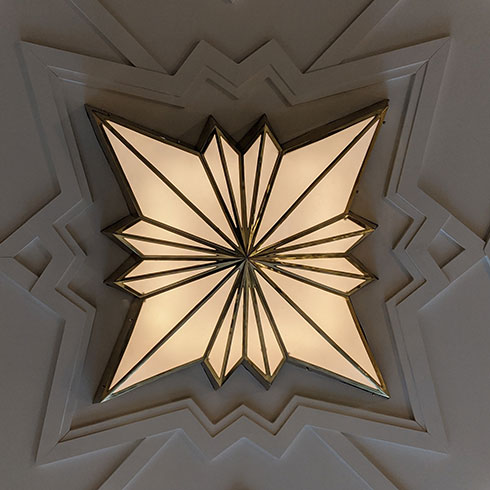 art deco star shaped ceiling light
