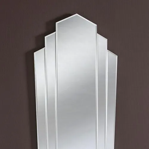 stepped frameless art deco style mirror