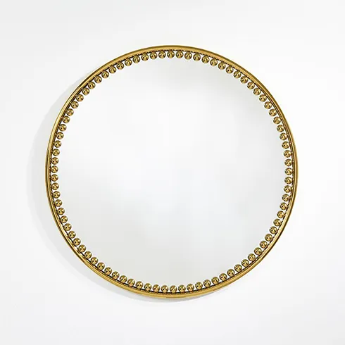 round gold beaded diva barbiecore mirror