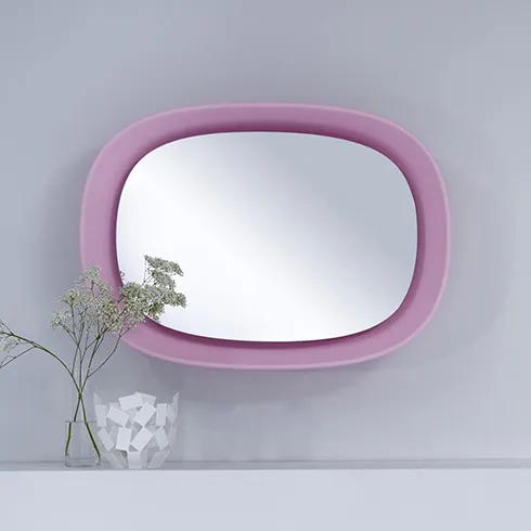 rounded rectangular baby pink mirror