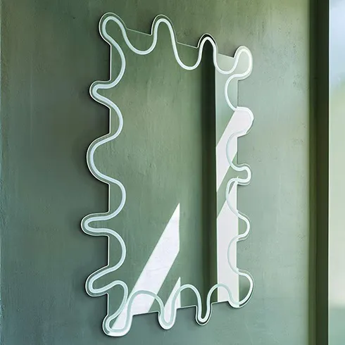 wiggle line led shaped frameless mirror
