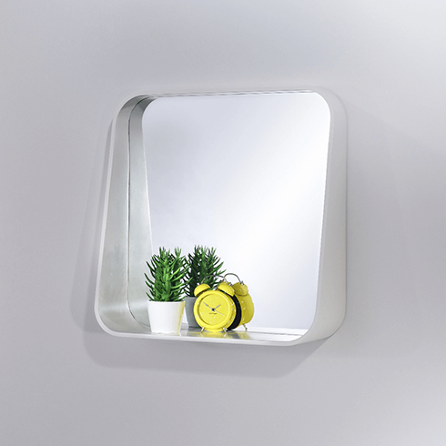 White square shelf mirror