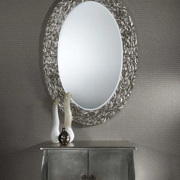 silver framed decorative mirror