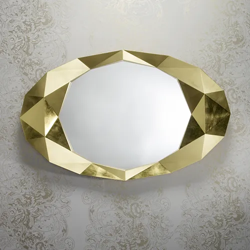 gold geometric oval mirror