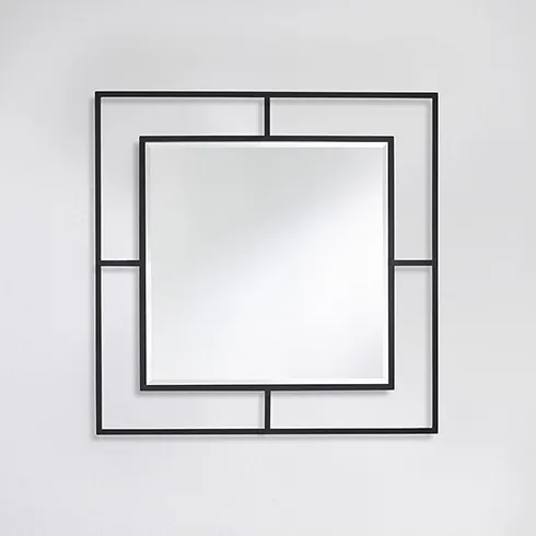 black square framed mirror with transparent border