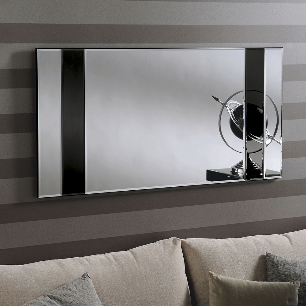 Athena Bevelled Frameless Art Deco Wall Mirror Black £