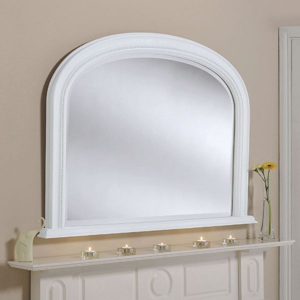 Beaded Bevelled Overmantle Wall Mirror, White Over Mantle Mirror Uk