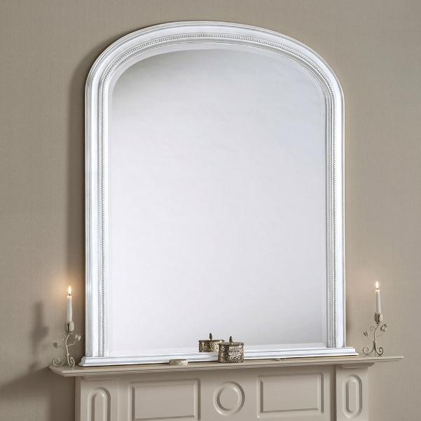 Beaded Bevelled Overmantle Wall Mirror, Very Large White Wall Mirror