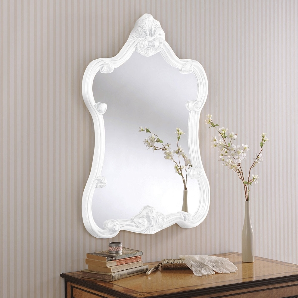 Crested Decorative Ornate Framed Wall, Framed White Mirror