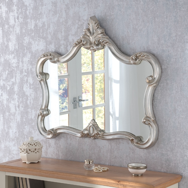 Crested Large Decorative Ornate Framed Wall Mirror Silver 155 00 Uk - Large Silver Wall Mirrors Decorative
