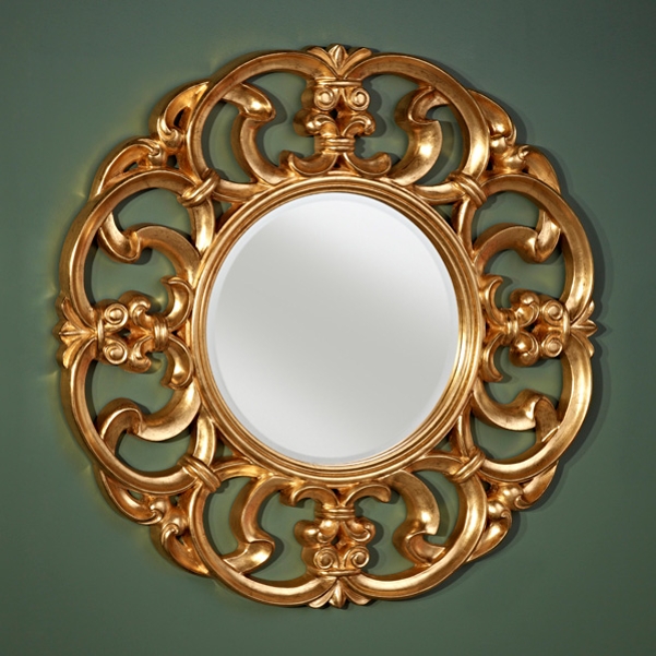 Garland Gold Decorative Round Framed, Round Decorative Mirror Gold