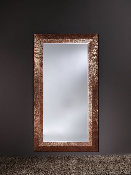 Groove Copper Ridged Framed Bevelled Wall Mirror 1 195 00 Uk - Copper Wall Mirror Rectangle