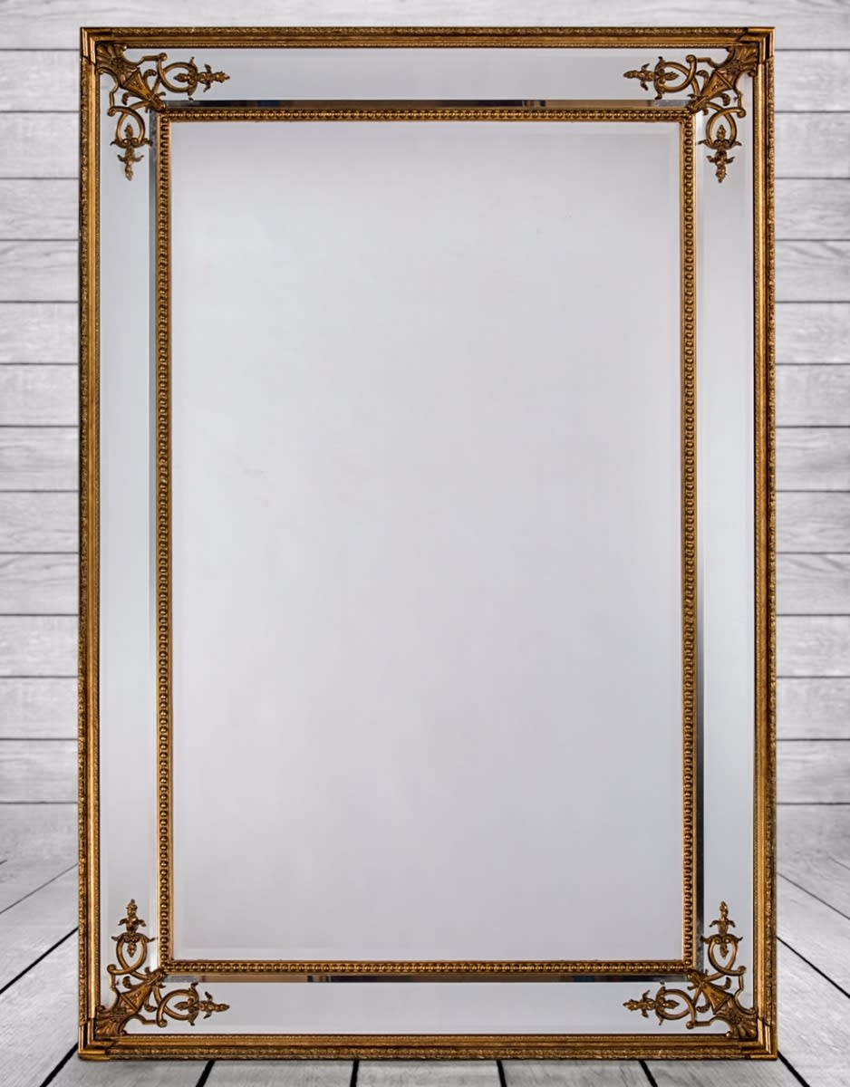 Large Gold French Rectangle Mirror, French Gold Mirror Rectangle