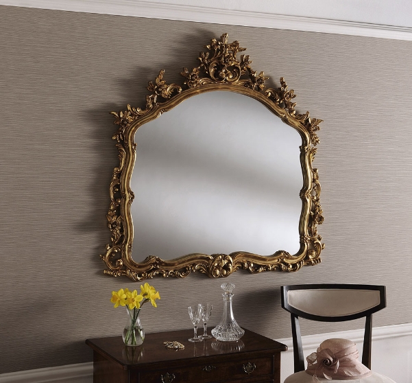 Large Ornate Guilt Framed Feature Wall, Gold Frame Mirror Large