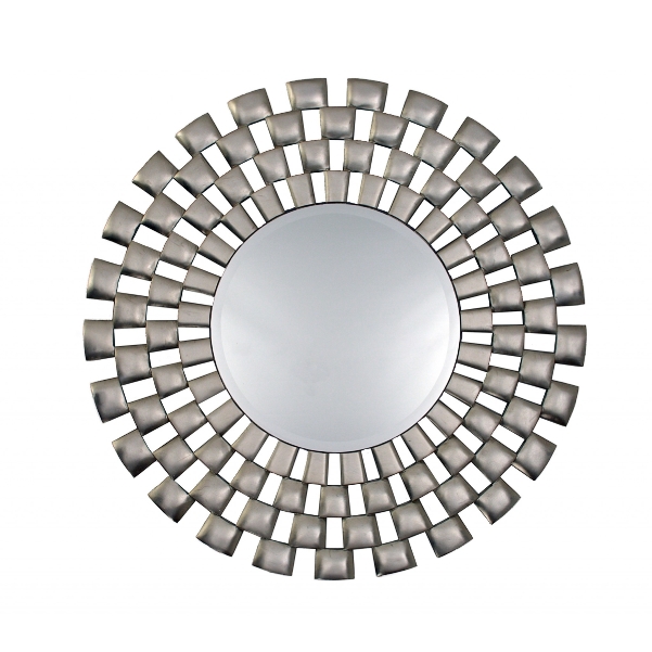 Round Framed Mosaic Style Silver Wall, Large Round Silver Wall Mirror Uk