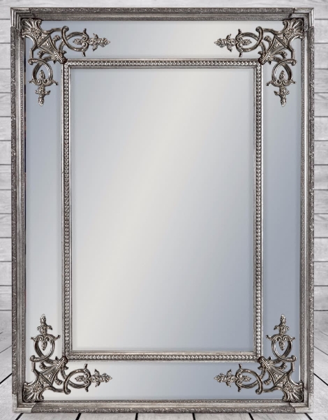Silver Rectangle French Style Wall, Plain Wall Mirrors Uk
