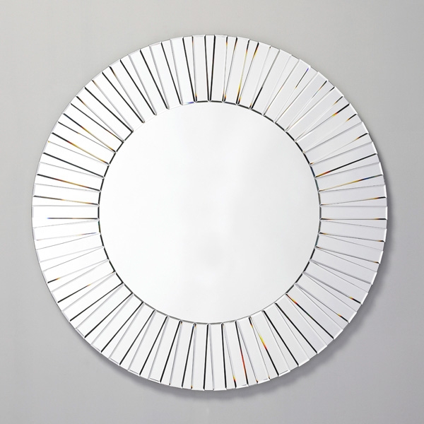 Sunny Round Frameless Mirror With Strip Bevelled Detail By Deknudt Mirrors 193 00 Uk - Round Frameless Wall Mirror Uk