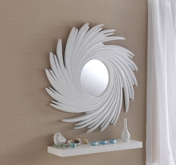 Swirl Twister Round Framed Wall Mirror, White Framed Wall Mirrors Uk