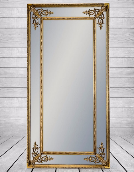 Tall Gold Rectangle Crested French, French Gold Mirror Rectangle