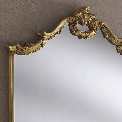 shaped gold crested baroque style mirror