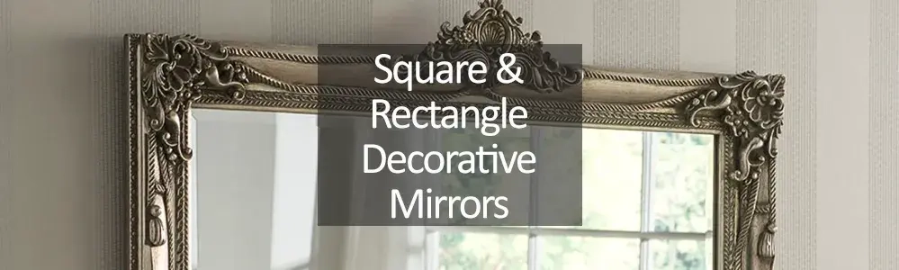 Square and Rectangle Decorative Mirrors - silver rectangular framed ornate mirror